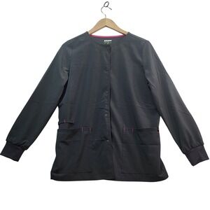 Scrubstar Womens Graphite Pewter Snap Front Scrub Jacket WM12J403A Gray Small